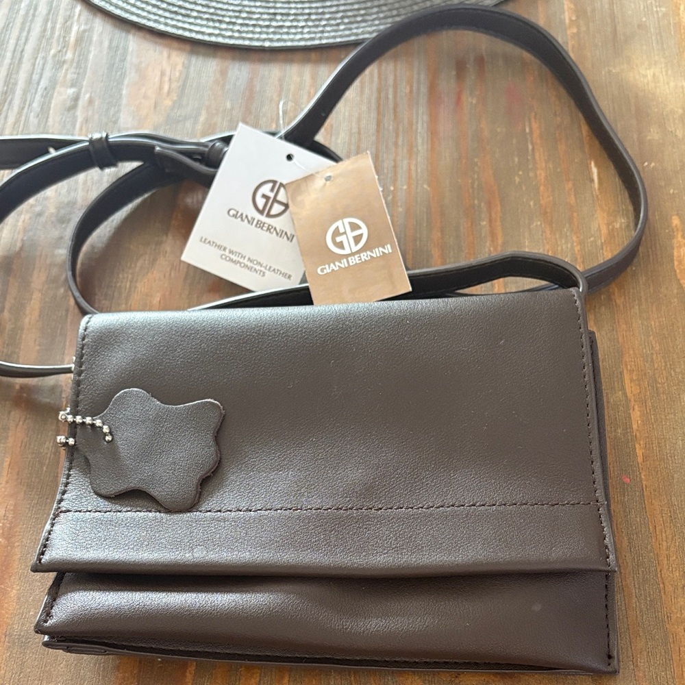 Giani Bernini Dark Brown Leather Crossbody Bag